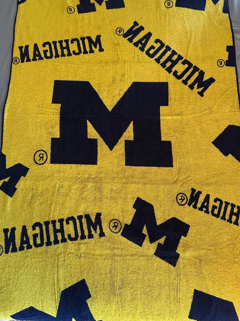 Michigan Wolverines Block M 38x72 Beach Towel- Navy & Maize